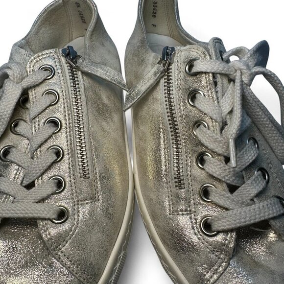 Paul Green Gold/Silver Metallic Tamara Zip Leather Sneakers - UK 5.5, US 8 - Picture 8 of 13